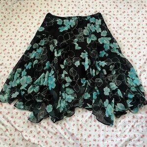 Notations vintage blue and black floral skirt